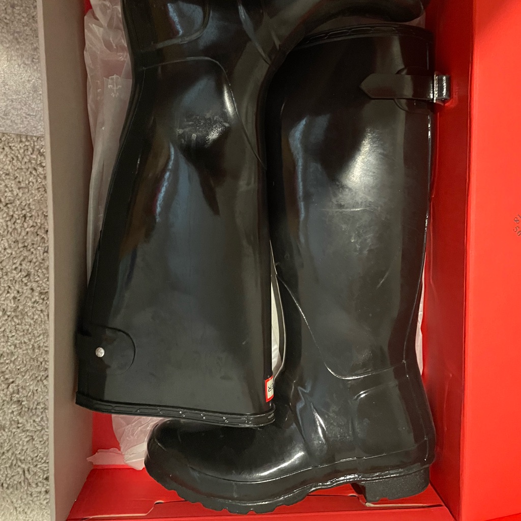 Black Size 7 Hunter Adjustable Back Rainboots